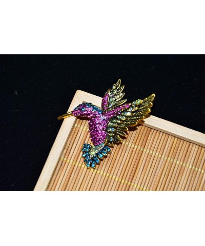 Hummingbird brooch pins for women fashion Bird pins rhinestone crystal women's brooches pin Ancient Gold Rose red $8.11 Brooc...