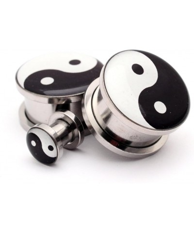 Screw on Plugs - Yin Yang Style 1 Picture Plugs - Sold As a Pair 1/2" (12mm) $11.50 Body Jewelry