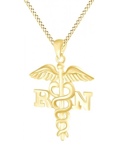 14k Gold Over Sterling Silver RN Nurse Symbol Pendant Necklace yellow-gold-plated-silver $18.72 Necklaces