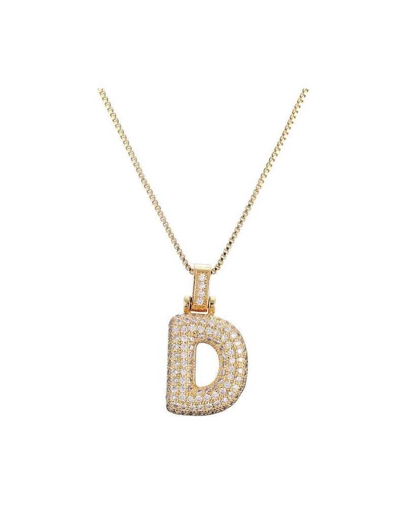 Bubble Initial Necklace,18K Gold Plated Cubic Zirconia Necklace Personalized Name Necklace for Women A-Z Letter Necklaces Jew...