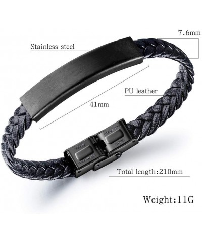 Medical Bracelets for Men Women,Adjustable Braided Leather Wristband Emergency Identification Cuff Bracelets Health Alert Sys...