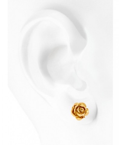 Solid 14K Yellow Gold Rose Flower Stud Earrings Handcrafted style 3/8 inch with Post and Friction Back | 2.0g $102.90 Earrings