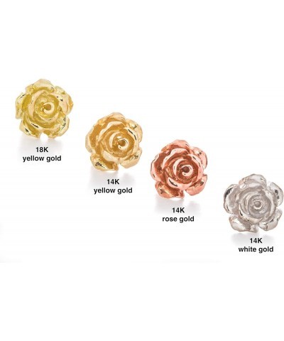 Solid 14K Yellow Gold Rose Flower Stud Earrings Handcrafted style 3/8 inch with Post and Friction Back | 2.0g $102.90 Earrings