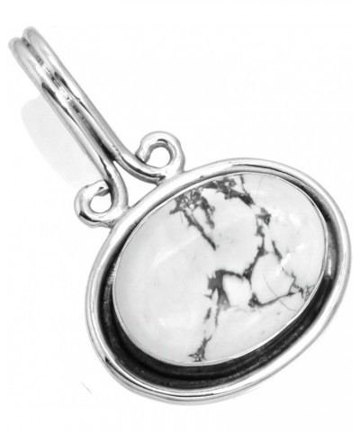 925 Sterling Silver Handmade Pendant for Women 10x14 Oval Gemstone Boho Silver Jewelry for Gift (99552_P) Howlite $18.62 Pend...