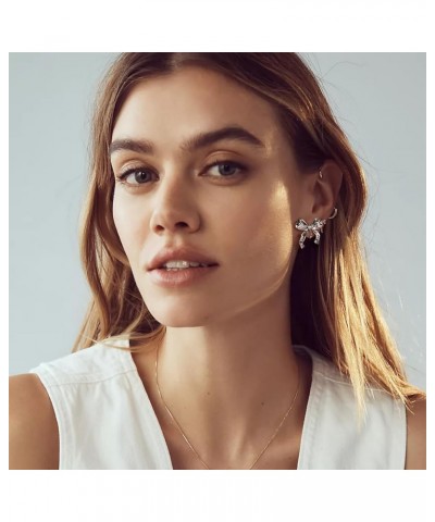 Cilp-on Bow Earrings Non Pierced Ribbon Bow Dangle Drop Tassel Statement Earring for Women Girls Dangling Long chain Earrings...