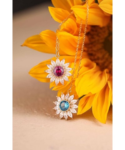 Sunflower Gifts Birthstone Necklace for Women Sterling Silver Cubic Zirconia Sunflower Necklace Birthday Gifts for Women Girl...