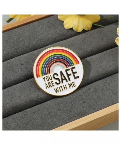 You Are Safe With Me Brooch Pin Colorful Enamel Rainbow Brooch Doctor Student Lapel Brooch for Women Men Funny Badge Jewelry ...