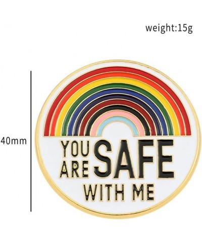 You Are Safe With Me Brooch Pin Colorful Enamel Rainbow Brooch Doctor Student Lapel Brooch for Women Men Funny Badge Jewelry ...