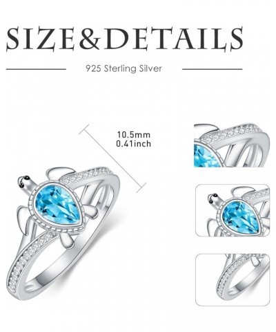 925 Sterling Silver Sea Turtle Ring 6X4mm Pear Shape Birthstone Statement Ring for Women 4 Swiss Blue Topaz $49.39 Rings