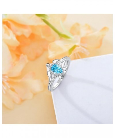 925 Sterling Silver Sea Turtle Ring 6X4mm Pear Shape Birthstone Statement Ring for Women 4 Swiss Blue Topaz $49.39 Rings