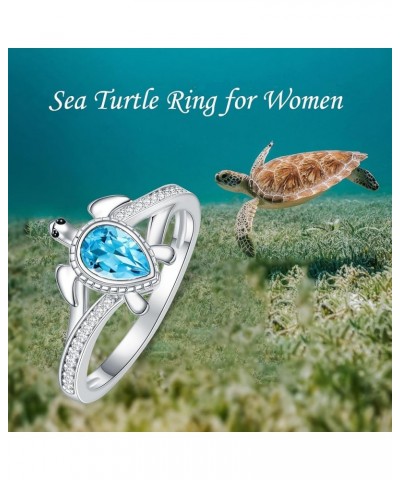 925 Sterling Silver Sea Turtle Ring 6X4mm Pear Shape Birthstone Statement Ring for Women 4 Swiss Blue Topaz $49.39 Rings