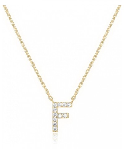 14K White Gold Plated Cubic Zirconia Initial Necklace | Letter Dainty Necklaces for Women F Yellow Gold $10.04 Necklaces