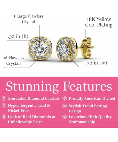 Ruth 18k White Gold Plated Halo Studs with Crystals, Best Silver Earrings for Women, Beautiful White Gold Stud Earrings Yello...