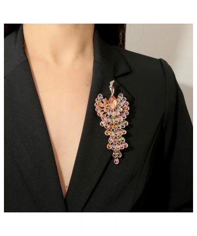 Rhinestone Peacock Big Brooch Pin for Women Girls Crystal Bird Animal Brooches Lapel Pins Wedding Jewelry Yellow $7.64 Brooch...