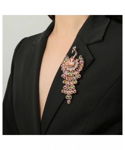 Rhinestone Peacock Big Brooch Pin for Women Girls Crystal Bird Animal Brooches Lapel Pins Wedding Jewelry Yellow $7.64 Brooch...