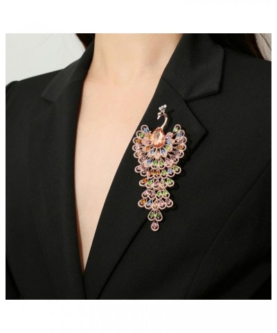 Rhinestone Peacock Big Brooch Pin for Women Girls Crystal Bird Animal Brooches Lapel Pins Wedding Jewelry Yellow $7.64 Brooch...