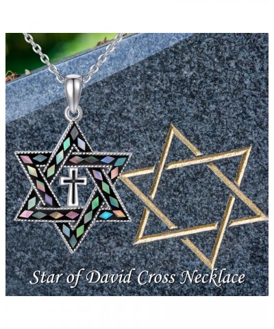 Star of David Necklace Sterling Silver Cross Star of David Pendant Necklace Jewish Christian Jewelry Gifts for Women $23.93 N...