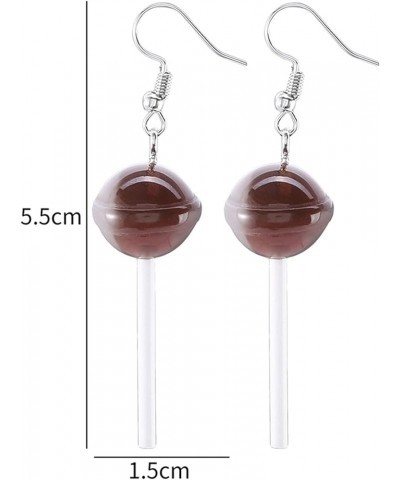 Round Lollipop Drop Earring Resin Cute Simulation Food Dangle Earring Candy Color Funny Cartoonn Friendship Jewelry for Women...