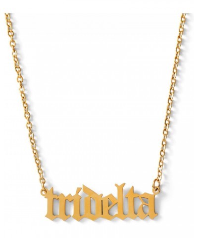 Delta Delta Delta Necklace — DDD Old English Font Design, 18K Gold Plated, Tri Delta Gifts for Women $14.24 Necklaces