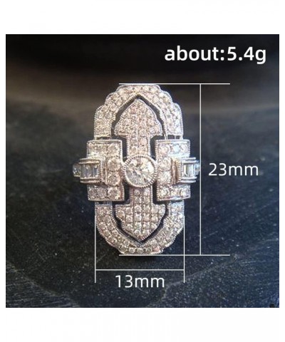 Art Deco Rings for Women Filigree Pave CZ Wide Armor Full Finger Statement Ring Cubic Zirconia Vintage Gemstone Ring 925 Ster...