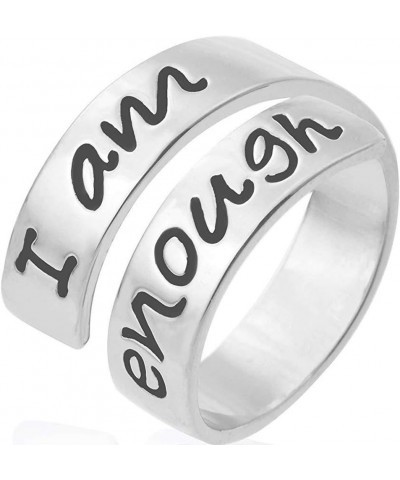 Stainless Steel Inspirational Mantra Statement Graduation Cocktail Party Ring I am Enough $7.66 Rings