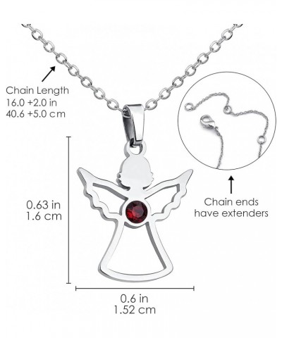 Angel Necklace with Birthstone for Women Cute Guardian Angel Pendant Necklace Stainless Steel Angel Wings Birthstone Necklace...