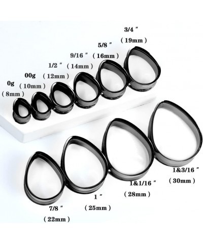 4 PCS 8mm-30mm Hypoallergenic 316 Stainless Steel Round Teardrop Double Flared Ear Gauges Plugs Ear Tunnels Saddle Plugs Body...