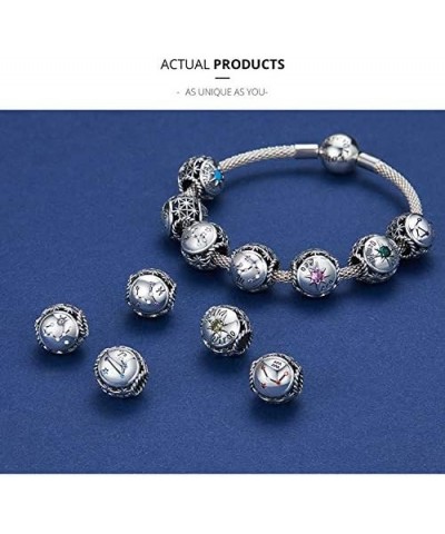 Zodiac Sign Charm fit Charms Bracelet, 925 Sterling Silver Star Bead Charm 12 Horoscope Constellation Charm fit Pandora Brace...