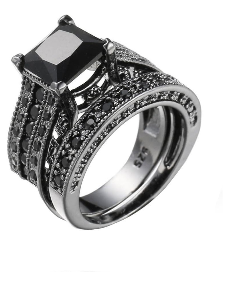 Valentine's Day Rings Gift, 2-in-1 Womens Vintage Silver Engagement Wedding Band Ring Set(5 -Gold,5) Black 8 $5.75 Others