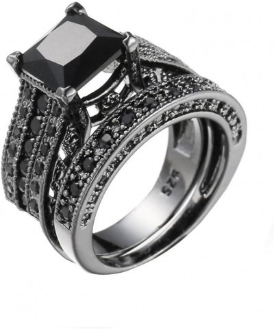 Valentine's Day Rings Gift, 2-in-1 Womens Vintage Silver Engagement Wedding Band Ring Set(5 -Gold,5) Black 8 $5.75 Others