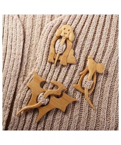 Wooden Brooch Pins for Women,Cute Animal Personality Pin,Brooch Pin with Wooden Animal Pattern Badge Decor Pins for Jackets, ...