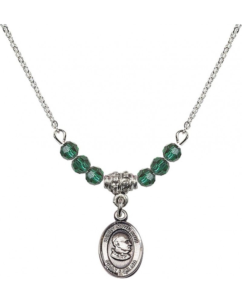 May Birth Month Bead Necklace with Catholic Patron Saint Petite Charm, 18 Inch Saint John XXIII $32.51 Necklaces