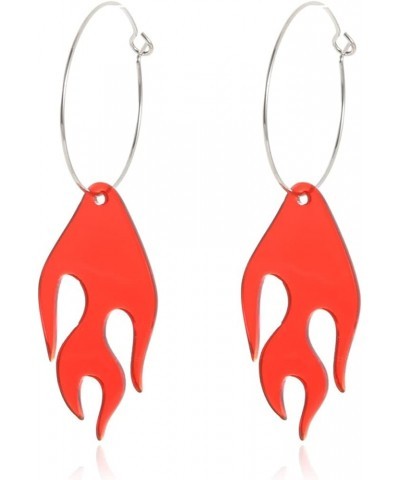 Acrylic Flame Earrings Lightweight Red Fire Shape Dangle Earrings,Punk Rock Acrylic Transparent Flame Earrings Funny Fire Ear...