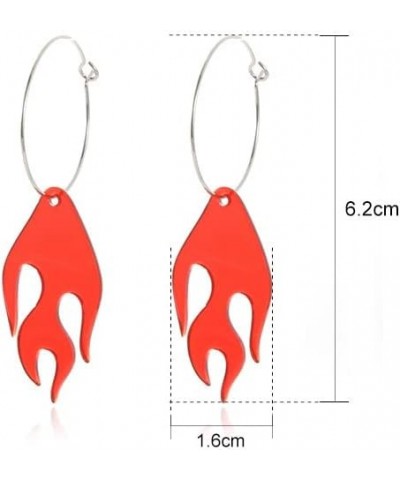 Acrylic Flame Earrings Lightweight Red Fire Shape Dangle Earrings,Punk Rock Acrylic Transparent Flame Earrings Funny Fire Ear...