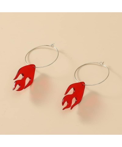 Acrylic Flame Earrings Lightweight Red Fire Shape Dangle Earrings,Punk Rock Acrylic Transparent Flame Earrings Funny Fire Ear...