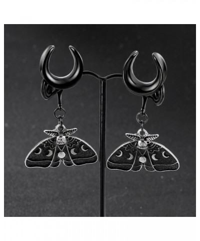 8mm-25mm (0g-1") Saddle Tunnels Hangers Bat Ears Dangle Black Hypoallergenic 316 Stretchers Steel Ear Gauges Plugs Stretcher ...