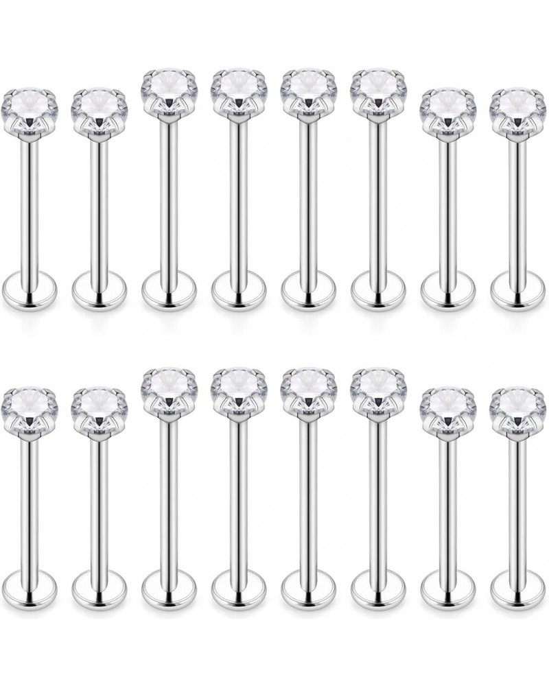 16G 14G Cheek Piercing Jewelry Stainless Steel Ashley Piercing Lip Jewelry Crystal Internally Threaded Dimple Studs Flat Tong...