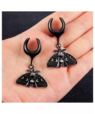 8mm-25mm (0g-1") Saddle Tunnels Hangers Bat Ears Dangle Black Hypoallergenic 316 Stretchers Steel Ear Gauges Plugs Stretcher ...