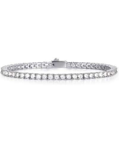 MOOSEA Moissanite Tennis Bracelets for Women Men, 3MM D Color VVS1 Clarity Lab Created Diamond Bracelets, 14K White Gold Verm...