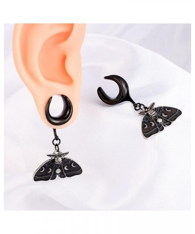 8mm-25mm (0g-1") Saddle Tunnels Hangers Bat Ears Dangle Black Hypoallergenic 316 Stretchers Steel Ear Gauges Plugs Stretcher ...