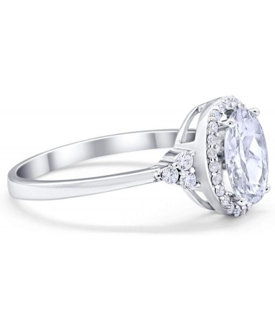 Halo Art Deco Oval Wedding Engagement Ring Cubic Zirconia 925 Sterling Silver Simulated Cubic Zirconia $11.48 Rings