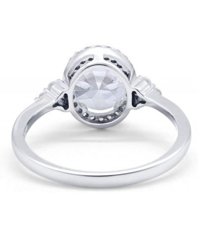 Halo Art Deco Oval Wedding Engagement Ring Cubic Zirconia 925 Sterling Silver Simulated Cubic Zirconia $11.48 Rings