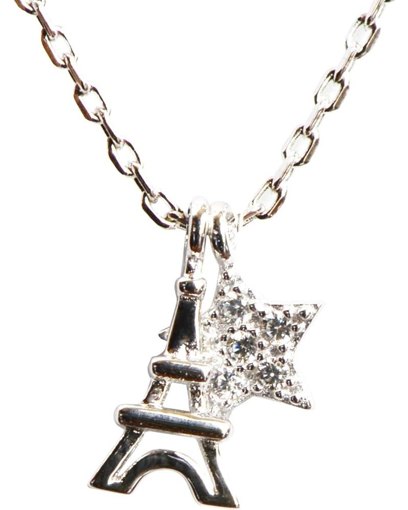 Sterling Silver 925 Elegant Necklace 16"+2" Chain with Pendant Eiffel $10.73 Necklaces