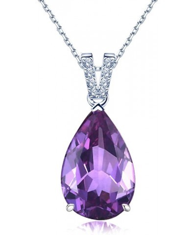 JIANGXIN 18"~20" Amethyst 925 Sterling Silver Pear Shape Pendant Necklace for Women V Shape Victory Jewelry Amethyst $18.00 N...