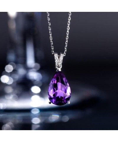 JIANGXIN 18"~20" Amethyst 925 Sterling Silver Pear Shape Pendant Necklace for Women V Shape Victory Jewelry Amethyst $18.00 N...