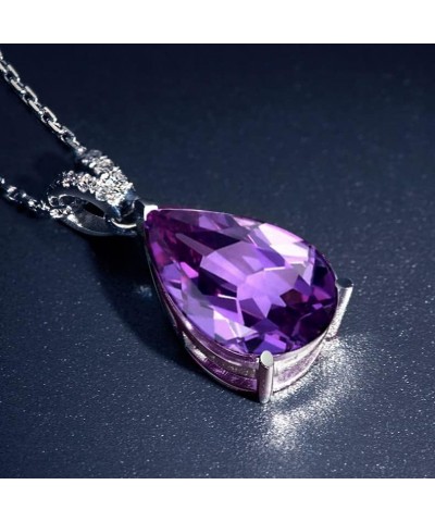 JIANGXIN 18"~20" Amethyst 925 Sterling Silver Pear Shape Pendant Necklace for Women V Shape Victory Jewelry Amethyst $18.00 N...