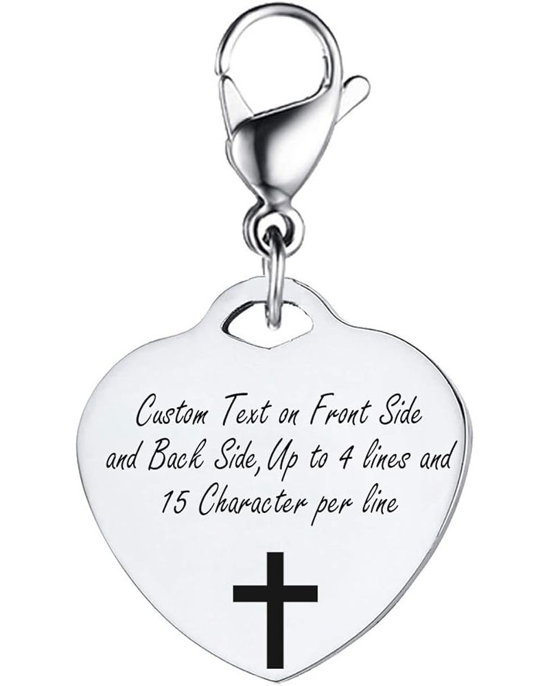 MZZJ Faith Religious Jewelry Christian Bible Verse Scripture Heart Shape ID Charm with Lobster Clasp for DIY Bracelet Neckalc...