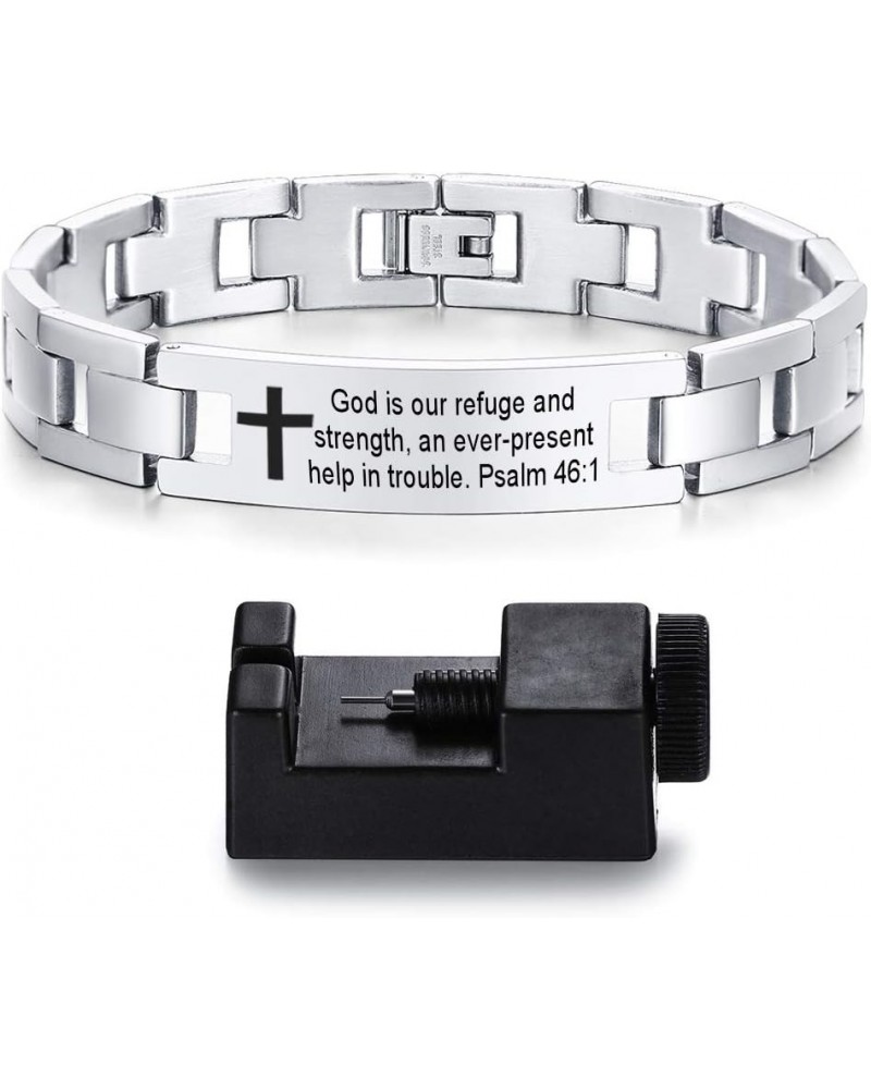 MZZJ Faith Religious Jewelry Christian Bible Verse Scripture Motivational Inspirational Bracelet 12MM Stainless Steel Adjusta...