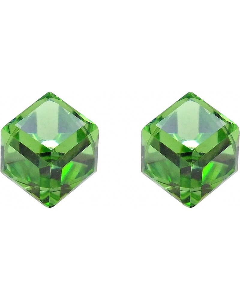 Stunning Colors of Green Light 3.5mm Square or Cube Shaped Prism on Sterling Silver Post Stud Earrings for Unique and Stylish...