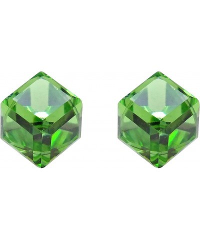 Stunning Colors of Green Light 3.5mm Square or Cube Shaped Prism on Sterling Silver Post Stud Earrings for Unique and Stylish...